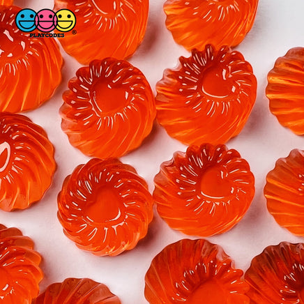 Candy Jell-O Swirl Shape Heart Top Fake Hard Candies 3 Colors Cabochons 20 Pcs Orange Charm