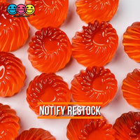 Candy Jell-O Swirl Shape Heart Top Fake Hard Candies 3 Colors Cabochons 20 Pcs Orange Charm