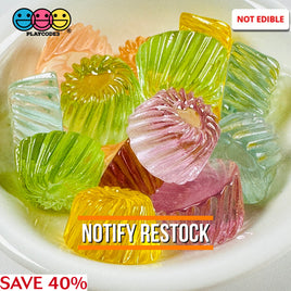 Candy Jell-O Swirl Shape Heart Top Fake Hard Candies 5 Colors Cabochons 15 Pcs Charm