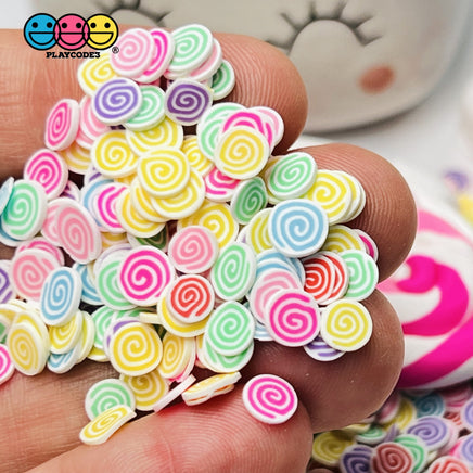 Candy Pinwheel Swirl Multi Color Fimo Slices Fake Clay Sprinkles Decoden Jimmies Sprinkle