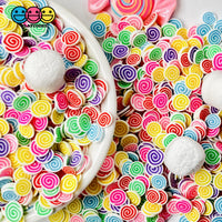 Candy Pinwheel Swirl Multi Color Fimo Slices Fake Clay Sprinkles Decoden Jimmies Sprinkle