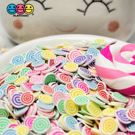 Candy Pinwheel Swirl Multi Color Fimo Slices Fake Clay Sprinkles Decoden Jimmies Sprinkle