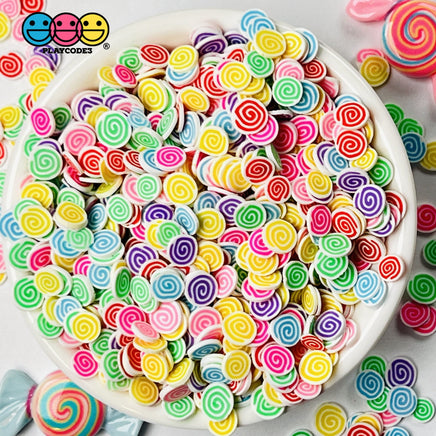 Candy Pinwheel Swirl Multi Color Fimo Slices Fake Clay Sprinkles Decoden Jimmies Sprinkle