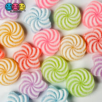 Candy Sugar Coated Swirls Fake Candies Multi Colors Shapes Flatback Not Edible Charm Cabochons 18