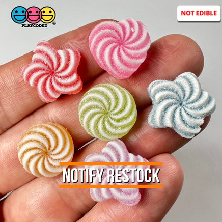 Candy Sugar Coated Swirls Fake Candies Multi Colors Shapes Flatback Not Edible Charm Cabochons 18