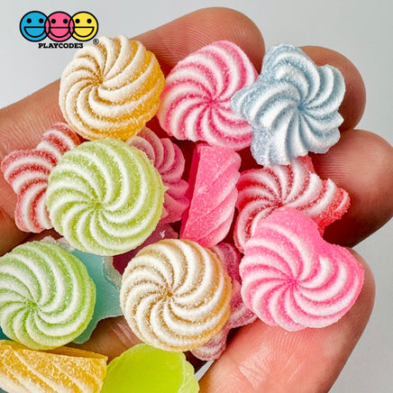 Candy Sugar Coated Swirls Fake Candies Multi Colors Shapes Flatback Not Edible Charm Cabochons 18