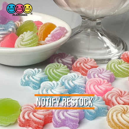 Candy Sugar Coated Swirls Fake Candies Multi Colors Shapes Flatback Not Edible Charm Cabochons 18