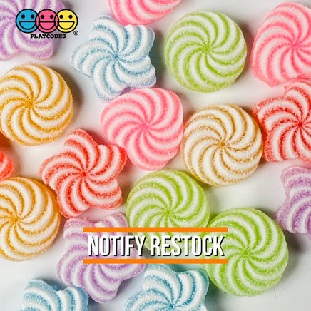 Candy Sugar Coated Swirls Fake Candies Multi Colors Shapes Flatback Not Edible Charm Cabochons 18