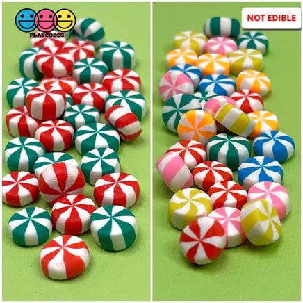 Candy Swirl Peppermint Mints Mix Christmas Theme Charms Fake Polymer Clay Candies Decoden 2 Choices
