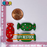 Candy Wrapped Christmas Flatback Charm Red Green Charms Cabochons 10 Pcs