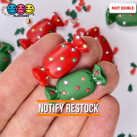 Candy Wrapped Christmas Flatback Charm Red Green Charms Cabochons 10 Pcs