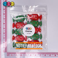 Candy Wrapped Christmas Flatback Charm Red Green Charms Cabochons 10 Pcs