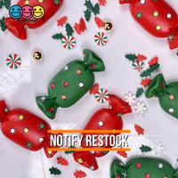 Candy Wrapped Christmas Flatback Charm Red Green Charms Cabochons 10 Pcs