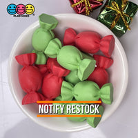 Candy Wrapped Red Green Fake Candies Charm Christmas Theme Cabochons 5 Pcs