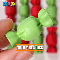 Candy Wrapped Red Green Fake Candies Charm Christmas Theme Cabochons 5 Pcs