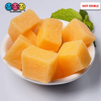 Cantaloupe Chunks 3D Fake Food Realistic Charm Cabochons 10 Pcs