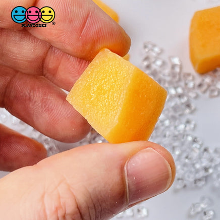 Cantaloupe Chunks 3D Fake Food Realistic Charm Cabochons 10 Pcs