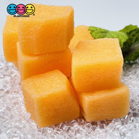 Cantaloupe Chunks 3D Fake Food Realistic Charm Cabochons 10 Pcs