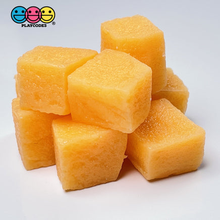 Cantaloupe Chunks 3D Fake Food Realistic Charm Cabochons 10 Pcs