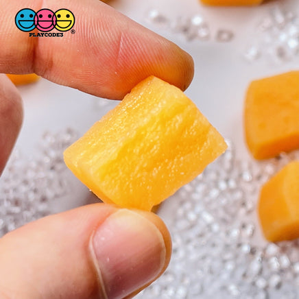 Cantaloupe Chunks 3D Fake Food Realistic Charm Cabochons 10 Pcs
