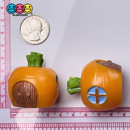 Carrot Top House Large Charm Solid Resin Flat Bottom Easter Cabochon 5Pcs