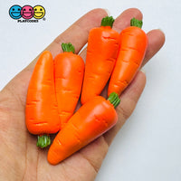 Carrots Real 3D Orange Green Top Flat Back Cabochons Fake Bake Decoden 5 pcs Charm