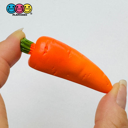Carrots Real 3D Orange Green Top Flat Back Cabochons Fake Bake Decoden 5 pcs Charm