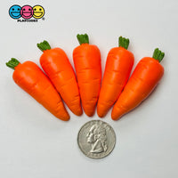 Carrots Real 3D Orange Green Top Flat Back Cabochons Fake Bake Decoden 5 pcs Charm