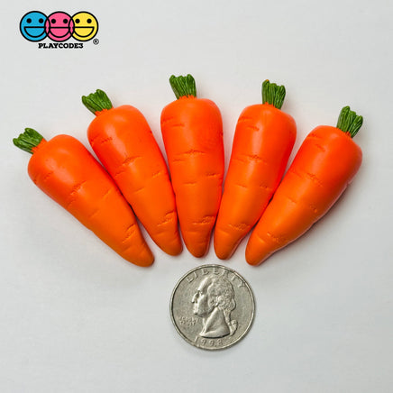 Carrots Real 3D Orange Green Top Flat Back Cabochons Fake Bake Decoden 5 pcs Charm