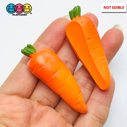 Carrots Real 3D Orange Green Top Flat Back Cabochons Fake Bake Decoden 5 pcs Charm