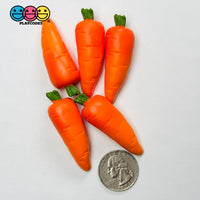 Carrots Real 3D Orange Green Top Flat Back Cabochons Fake Bake Decoden 5 pcs Charm