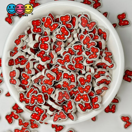 Cartoon Character Red Bow White Polka Dots Fake Clay Sprinkles Decoden Fimo Jimmies 10Mm Playcode3