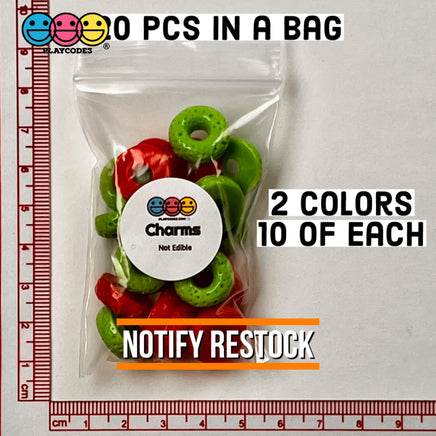 Cheerios Froot Loops Cereal Charms Flatback Fake Food Decoden Red Green Christmas 20 Pcs 2 Colors