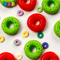 Cheerios Froot Loops Cereal Charms Flatback Fake Food Decoden Red Green Christmas 20 Pcs 2 Colors