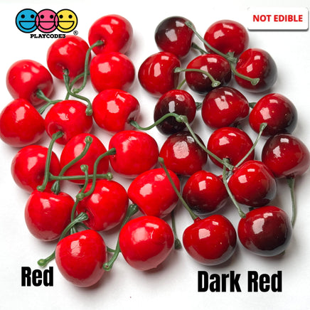 Cherry Charms Red and Dark Red Fake Realistic Charms Faux Food Cherries Cabochon 15pcs Fake Food