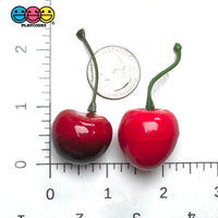 Cherry Charms Red and Dark Red Fake Realistic Charms Faux Food Cherries Cabochon 15pcs Fake Food