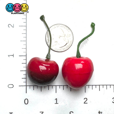 Cherry Charms Red and Dark Red Fake Realistic Charms Faux Food Cherries Cabochon 15pcs Fake Food