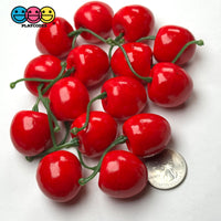 Cherry Charms Red and Dark Red Fake Realistic Charms Faux Food Cherries Cabochon 15pcs Fake Food