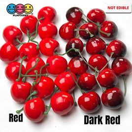 Cherry Charms Red and Dark Red Fake Realistic Charms Faux Food Cherries Cabochon 15pcs Fake Food