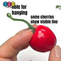 Cherry Charms Red and Dark Red Fake Realistic Charms Faux Food Cherries Cabochon 15pcs Fake Food
