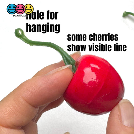 Cherry Charms Red and Dark Red Fake Realistic Charms Faux Food Cherries Cabochon 15pcs Fake Food