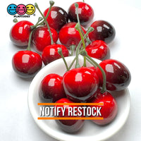 Cherry Charms Red and Dark Red Fake Realistic Charms Faux Food Cherries Cabochon 15pcs dark red(15pcs) Fake Food