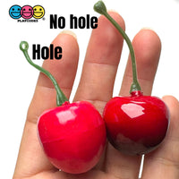 Cherry Charms Red and Dark Red Fake Realistic Charms Faux Food Cherries Cabochon 15pcs Fake Food