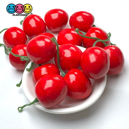 Cherry Charms Red and Dark Red Fake Realistic Charms Faux Food Cherries Cabochon 15pcs red(15pcs) Fake Food