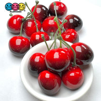 Cherry Charms Red and Dark Red Fake Realistic Charms Faux Food Cherries Cabochon 15pcs dark red(15pcs) Fake Food