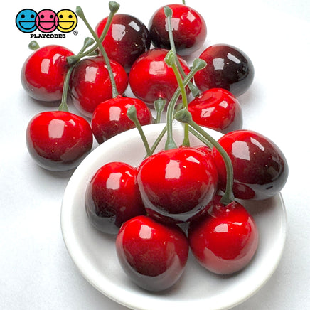 Cherry Charms Red and Dark Red Fake Realistic Charms Faux Food Cherries Cabochon 15pcs dark red(15pcs) Fake Food