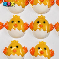Chick In Egg Shell Flatback Charms Cabochons Yellow Chicks Cracked Eggs Decoden 10 Pcs Charm