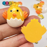 Chick In Egg Shell Flatback Charms Cabochons Yellow Chicks Cracked Eggs Decoden 10 Pcs Charm