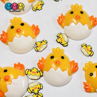 Chick In Egg Shell Flatback Charms Cabochons Yellow Chicks Cracked Eggs Decoden 10 Pcs Charm