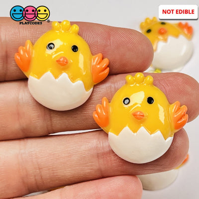 Chick In Egg Shell Flatback Charms Cabochons Yellow Chicks Cracked Eggs Decoden 10 Pcs Charm